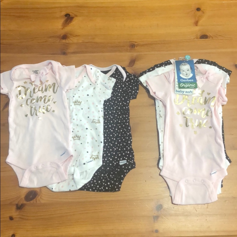 Onesies 3 size 3-9 mo(with tags) and 3 size 12 mo